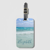 Ocean Beach Waves Voeg Jouw namen toe Bagagelabel (Voorkant (verticaal))