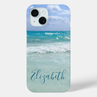 Ocean Beach Waves Voeg Jouw namen toe iPhone 15 Case
