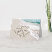 Ocean Beach Wedding Hearts met Names Kaart (Voorkant)