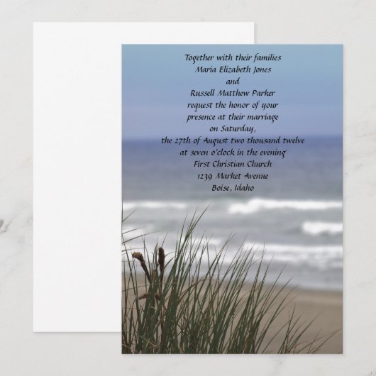 Ocean Beach Wedding Invitations Kaart (Voorkant / Achterkant)