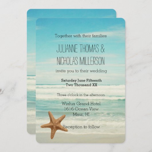 Ocean Beach Wedding Kaart (Voorkant / Achterkant)