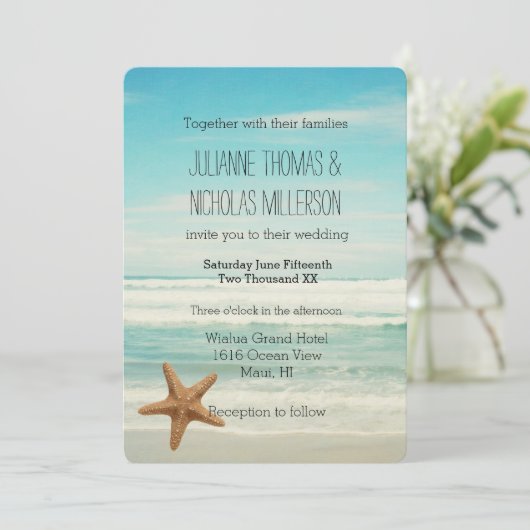Ocean Beach Wedding Kaart (Staand voorkant)