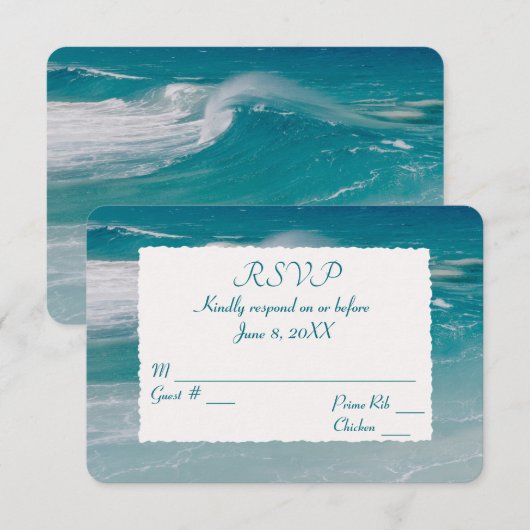 Ocean Beach Wedding RSVP Kaart (Voorkant / Achterkant)