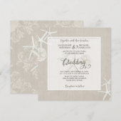 Ocean Beach Wedding Starfish Damask Houten Rustiek Kaart (Voorkant / Achterkant)