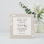 Ocean Beach Wedding Starfish Damask Houten Rustiek Kaart (Staand voorkant)