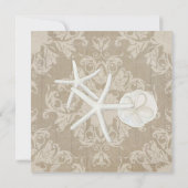 Ocean Beach Wedding Starfish Wood Damask Rustic Kaart (Achterkant)