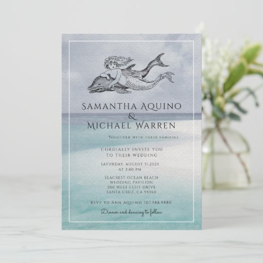 Ocean Beach Wedding Uitnodiging (Staand voorkant)