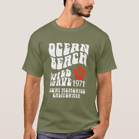 Ocean Beach Wild Wave 1971 Tee – Retro Surf Style T-shirt (Voorkant)