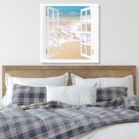 Ocean Beach Window Canvas Afdruk (Insitu (Slaapkamer))