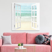 Ocean Beach Window Waterverf Canvas Afdruk (Insitu (Woonkamer))