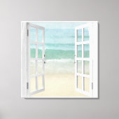 Ocean Beach Window Waterverf Canvas Afdruk (Voorkant)