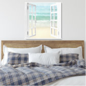 Ocean Beach Window Waterverf Canvas Afdruk (Insitu (Slaapkamer))