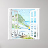 Ocean Beach Window Waterverf Canvas Print (Voorkant)