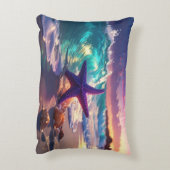Ocean beach with violet starfish accent kussen (Achterkant (Verticaal))