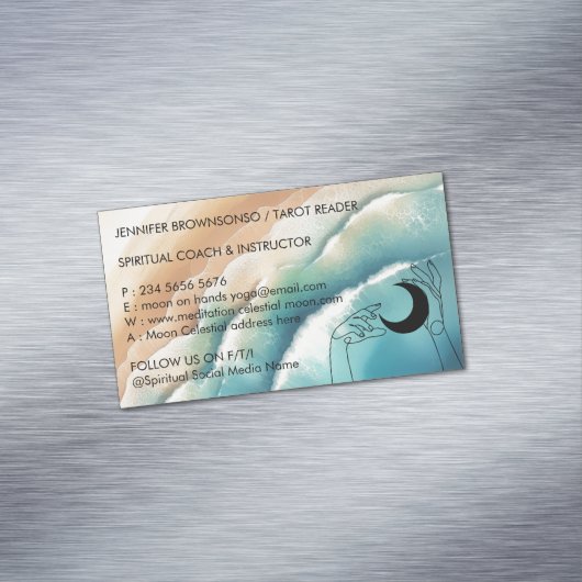 Ocean Beach Yoga Reiki Hemelse Hand Magnetisch Visitekaartje (Voorbeeld)