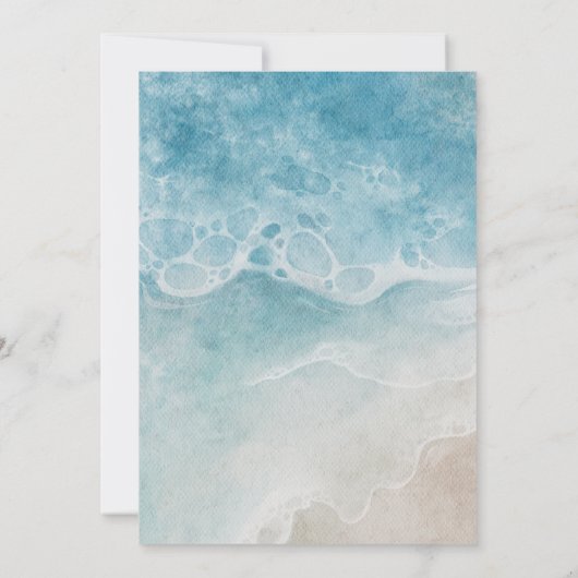 Ocean Beach Zee Destination Wedding Save the Date (Achterkant)