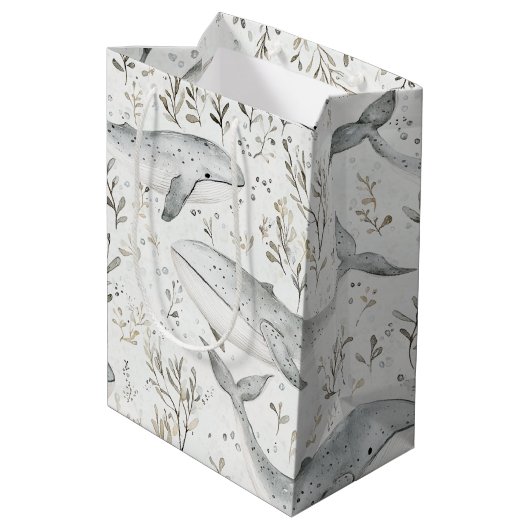 Ocean Beach Zee Grijze Walvissen Medium Cadeauzakje (Achterkant Gekanteld)