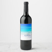 Ocean Beach Zee Personal Aqua Blue Modern Wijn Etiket (Voorkant)