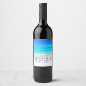 Ocean Beach Zee Personal Aqua Blue Modern Wijn Etiket (Voorkant)