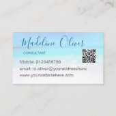 Ocean Beach Zee QR Code Travel Spa Aqua Blue Visitekaartje (Achterkant)