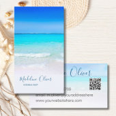 Ocean Beach Zee QR Code Travel Spa Aqua Blue Visitekaartje