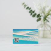 Ocean Beach Zee QR Travel Aqua Blue Business Visitekaartje (Staand voorkant)