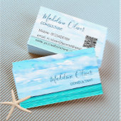 Ocean Beach Zee Reizen QR Code Aqua Blue Stijlvol Visitekaartje