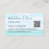 Ocean Beach Zee Reizen QR Code Aqua Blue Stijlvol Visitekaartje (Achterkant)