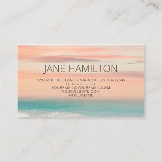 Ocean Beach Zee Reizen Visitekaartje (Achterkant)