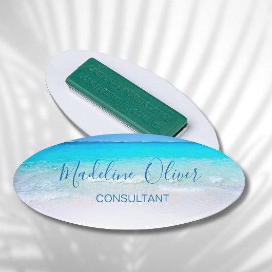 Ocean Beach Zee Travel Aqua Blue Modern Badge