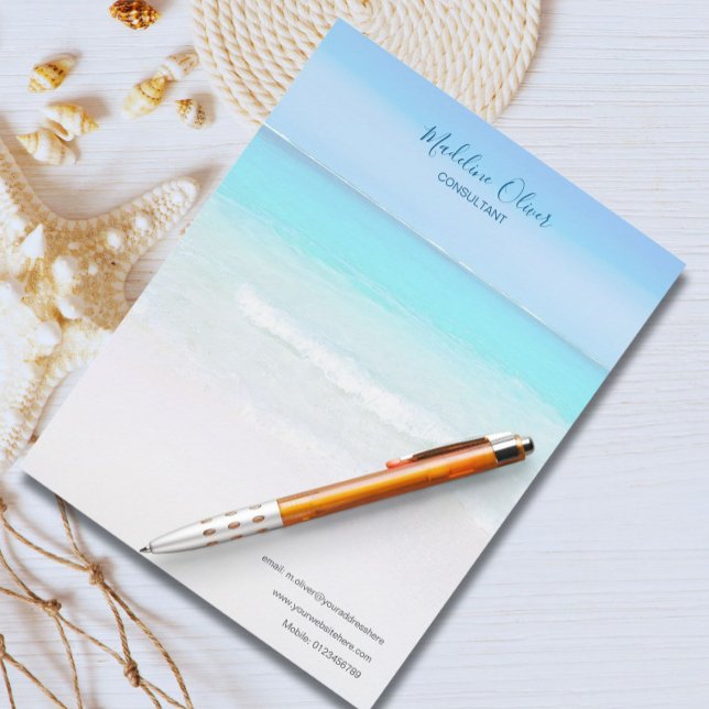 Ocean Beach Zee Travel Aqua Blue Stylish Briefhoofd (Creator heeft geüpload)