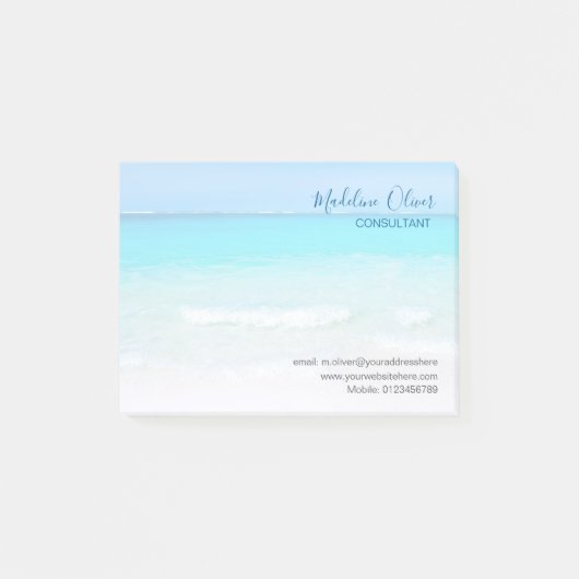 Ocean Beach Zee Travel Aqua Blue Stylish Post-it® Notes (Voorkant)