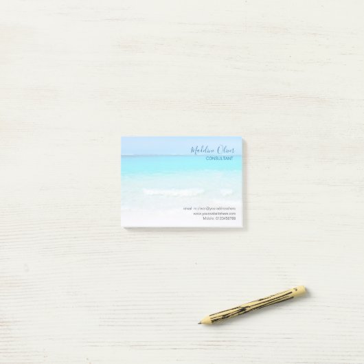 Ocean Beach Zee Travel Aqua Blue Stylish Post-it® Notes (Op bureau)