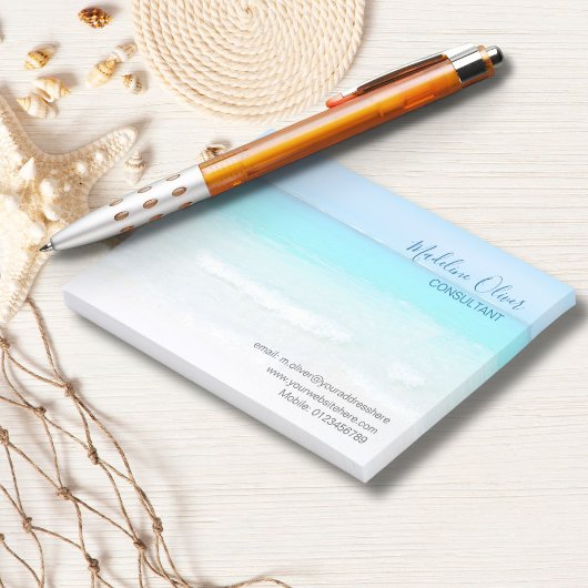 Ocean Beach Zee Travel Aqua Blue Stylish Post-it® Notes