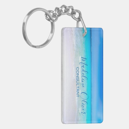 Ocean Beach Zee Travel Aqua Blue Stylish Sleutelhanger (Voorkant Links)