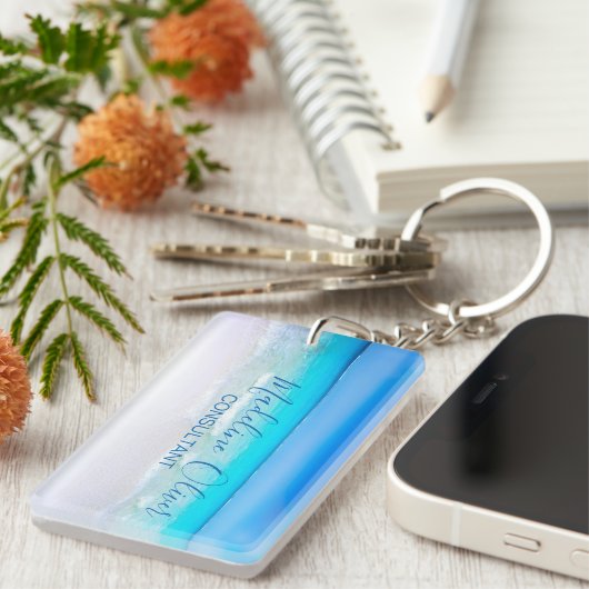 Ocean Beach Zee Travel Aqua Blue Stylish Sleutelhanger (Voorkant Rechts)