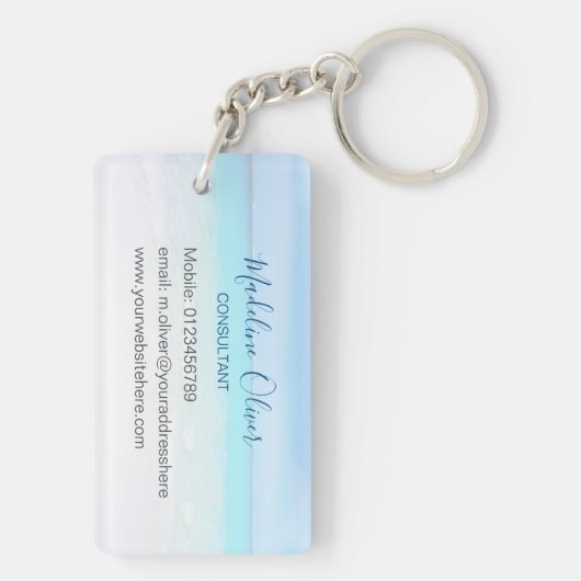 Ocean Beach Zee Travel Aqua Blue Stylish Sleutelhanger (achterkant)