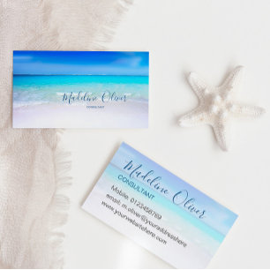 Ocean Beach Zee Travel Aqua Blue Stylish Visitekaartje