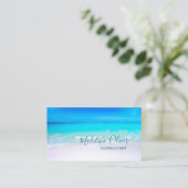 Ocean Beach Zee Travel Aqua Blue Stylish Visitekaartje (Staand voorkant)