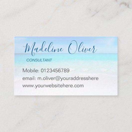 Ocean Beach Zee Travel Spa Aqua Blue Stylish Visitekaartje (Achterkant)