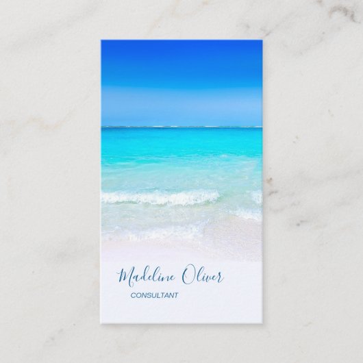 Ocean Beach Zee Travel Spa Aqua Blue Stylish Visitekaartje (Voorkant)