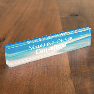 Ocean Beach Zee Travel Wit Blauw Modern Naambordje