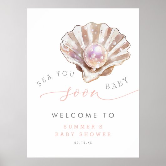 Ocean Beach Zee U binnenkort Baby shower Welkomstb Poster