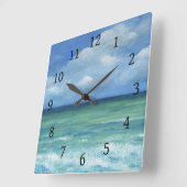 Ocean Beach Zee uitzicht 273 blauw Vierkante Klok (Hoek)