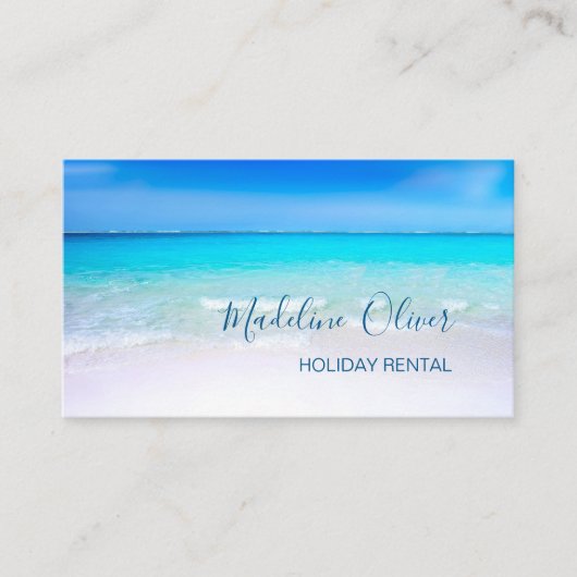 Ocean Beach Zee Vakantiehuis Aqua Blue Stijlvol Visitekaartje (Voorkant)