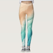 Ocean Beach Zee Waterverf sUMMER tHEME Leggings (Voorkant)