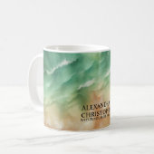 Ocean Beach Zee Waterverf Zomer Zand Bruiloft Koffiemok (Voorkant links)