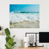 Ocean Beach Zee Waves Coastal Poster (Thuiskantoor)