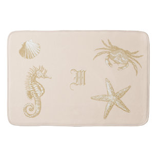 Ocean Beach Zeepaardje Zeester Krab Shell Monogram Badmat