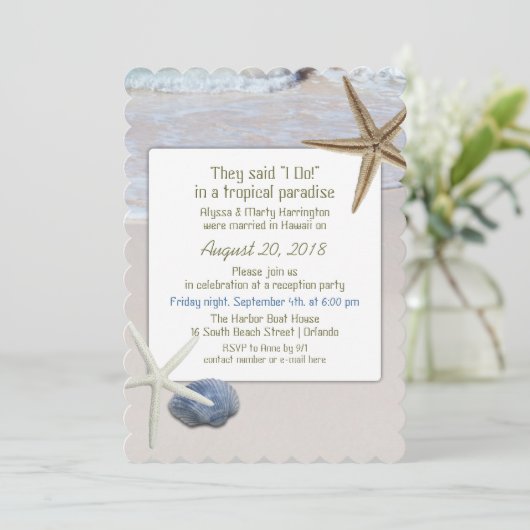 Ocean Beach Zeester Wedding Ontvangst Only Kaart (Staand voorkant)